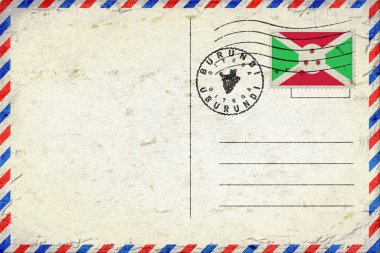 Burundi Gitega Vintage Air Mail Envelope with Flag and Postmark