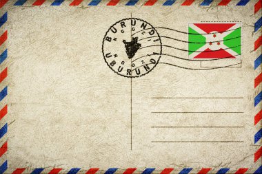 Burundi Ngozi Vintage Air Mail Envelope with Flag and Postmark
