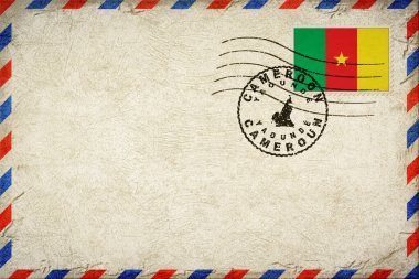 Cameroon Yaounde Vintage Air Mail Envelope with Flag and Postmark