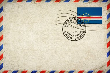 Cape Verde Santa Catarina Vintage Air Mail Envelope with Flag and Postmark