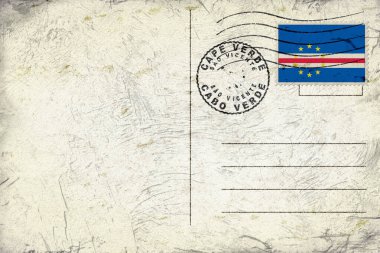 Cape Verde Sao Vicente Old Style Mail Envelope with Flag and Postmark