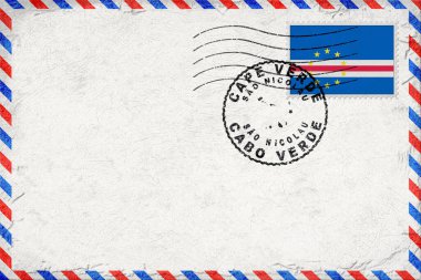 Cape Verde Sao Nicolau Vintage Air Mail Envelope with Flag and Postmark