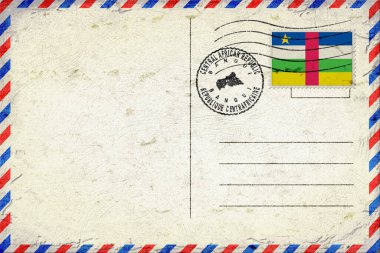 Central African Republic Bangui Vintage Air Mail Envelope with Flag and Postmark