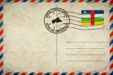 Central African Republic Bolo Vintage Air Mail Envelope with Flag and Postmark