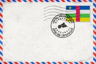 Central African Republic Bossangoa Vintage Air Mail Envelope with Flag and Postmark