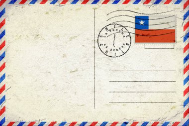 Chile La Serena Vintage Air Mail Envelope with Flag and Postmark