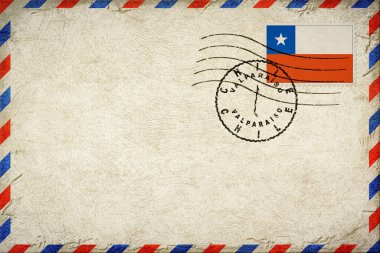 Chile Valparaiso Vintage Air Mail Envelope with Flag and Postmark