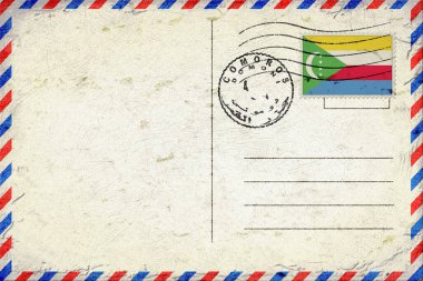 Comoros Domoni Vintage Air Mail Envelope with Flag and Postmark
