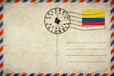 Colombia Bogota Vintage Air Mail Envelope with Flag and Postmark