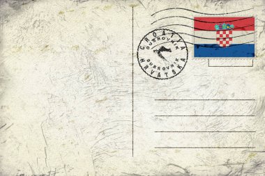 Croatia Dubrovnik Old Style Mail Envelope with Flag and Postmark