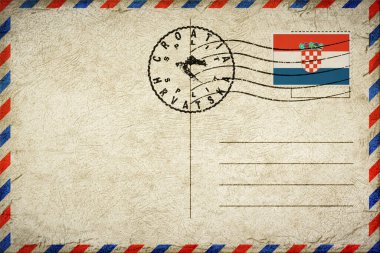 Croatia Split Vintage Air Mail Envelope with Flag and Postmark