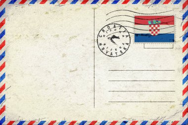 Croatia Rijeka Vintage Air Mail Envelope with Flag and Postmark
