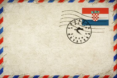 Croatia Sibenik Vintage Air Mail Envelope with Flag and Postmark