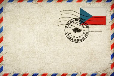 Czech Republic Olomouc Vintage Air Mail Envelope with Flag and Postmark