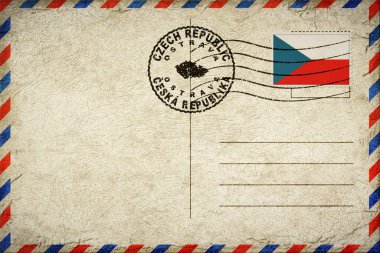 Czech Republic Ostrava Vintage Air Mail Envelope with Flag and Postmark