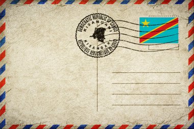 Democratic Republic of Congo Kisangani Vintage Air Mail Envelope with Flag and Postmark