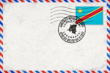 Democratic Republic of Congo Lubumbashi Vintage Air Mail Envelope with Flag and Postmark