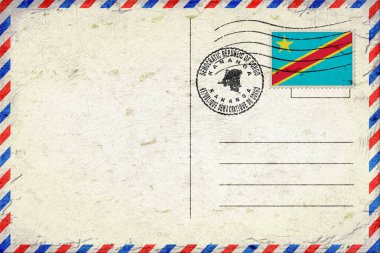 Democratic Republic of Congo Kananga Vintage Air Mail Envelope with Flag and Postmark