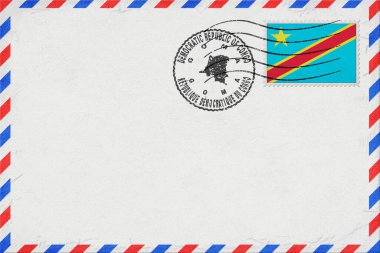 Democratic Republic of Congo Goma Vintage Air Mail Envelope with Flag and Postmark
