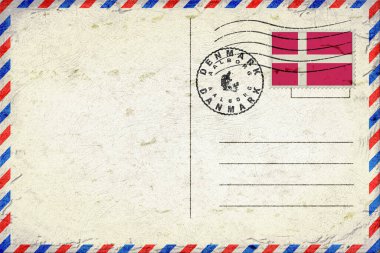 Denmark Aalborg Vintage Air Mail Envelope with Flag and Postmark