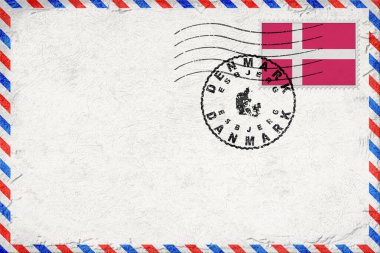 Denmark Esbjerg Vintage Air Mail Envelope with Flag and Postmark