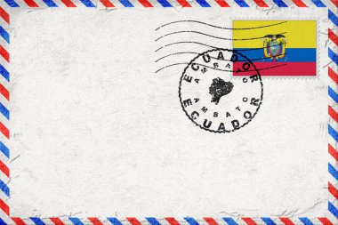 Ecuador Ambato Vintage Air Mail Envelope with Flag and Postmark
