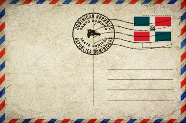 Dominican Republic Santo Domingo Vintage Air Mail Envelope with Flag and Postmark