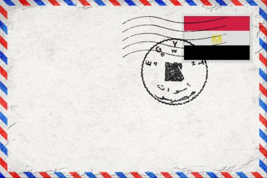 Egypt Aswan Vintage Air Mail Envelope with Flag and Postmark