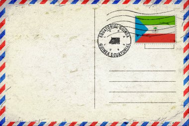 Equatorial Guinea Luba Vintage Air Mail Envelope with Flag and Postmark