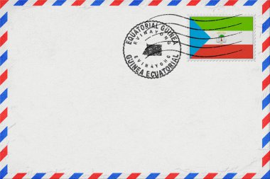 Equatorial Guinea Evinayong Vintage Air Mail Envelope with Flag and Postmark
