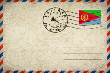 Eritrea Asmara Vintage Air Mail Envelope with Flag and Postmark