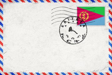 Eritrea Assab Vintage Air Mail Envelope with Flag and Postmark
