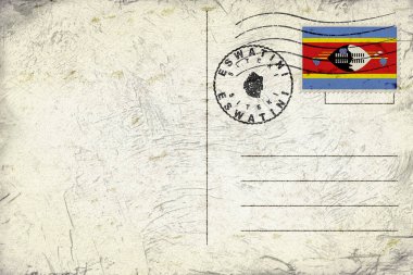 Eswatini Siteki Old Style Mail Envelope with Flag and Postmark