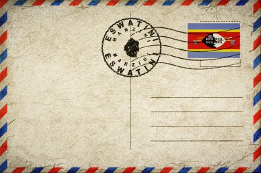 Eswatini Manzini Vintage Air Mail Envelope with Flag and Postmark