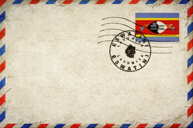 Eswatini Lavumisa Vintage Air Mail Envelope with Flag and Postmark