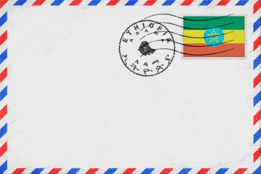 Ethiopia Adama Vintage Air Mail Envelope with Flag and Postmark