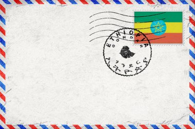Ethiopia Gondar Vintage Air Mail Envelope with Flag and Postmark
