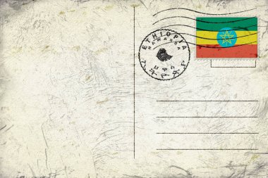 Ethiopia Hawassa Old Style Mail Envelope with Flag and Postmark