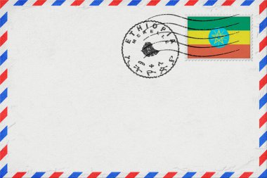 Ethiopia Mekelle Vintage Air Mail Envelope with Flag and Postmark