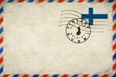 Finland Helsinki Vintage Air Mail Envelope with Flag and Postmark