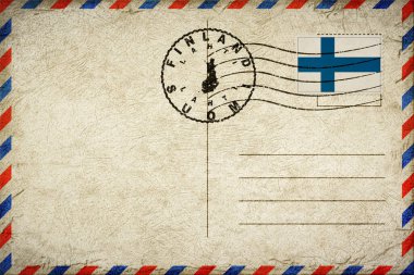 Finland Lahti Vintage Air Mail Envelope with Flag and Postmark