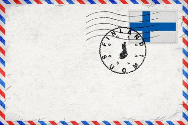 Finland Oulu Vintage Air Mail Envelope with Flag and Postmark