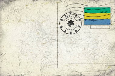 Gabon Libreville Old Style Mail Envelope with Flag and Postmark