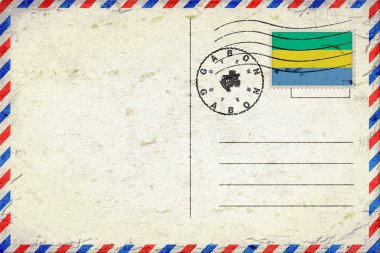 Gabon Oyem Vintage Air Mail Envelope with Flag and Postmark