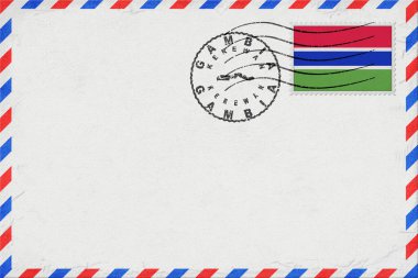 Gambia Kerewan Vintage Air Mail Envelope with Flag and Postmark