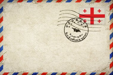 Georgia Batumi Vintage Air Mail Envelope with Flag and Postmark
