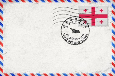 Georgia Rustavi Vintage Air Mail Envelope with Flag and Postmark