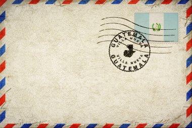 Guatemala Villa Nueva Vintage Air Mail Envelope with Flag and Postmark