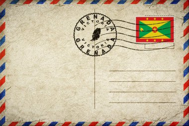 Grenada Victoria Vintage Air Mail Envelope with Flag and Postmark