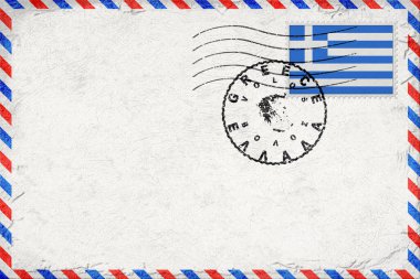Greece Volos Vintage Air Mail Envelope with Flag and Postmark